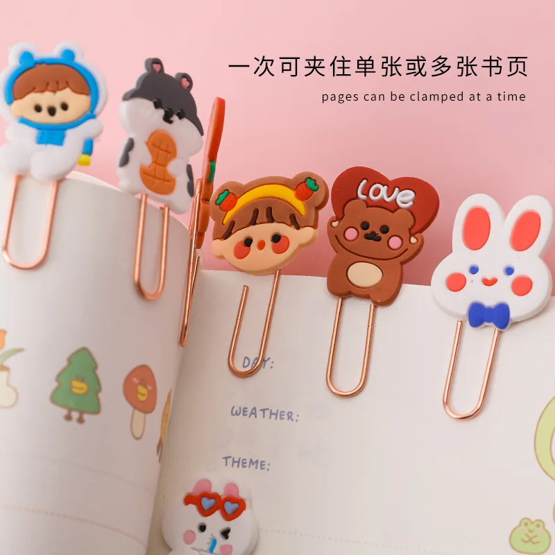 12 Pcs Cartoon Bookmark Paper Clip Cute and Creative Student Learning Bookmark Clip Office Stationery School Supplies Paper Clip