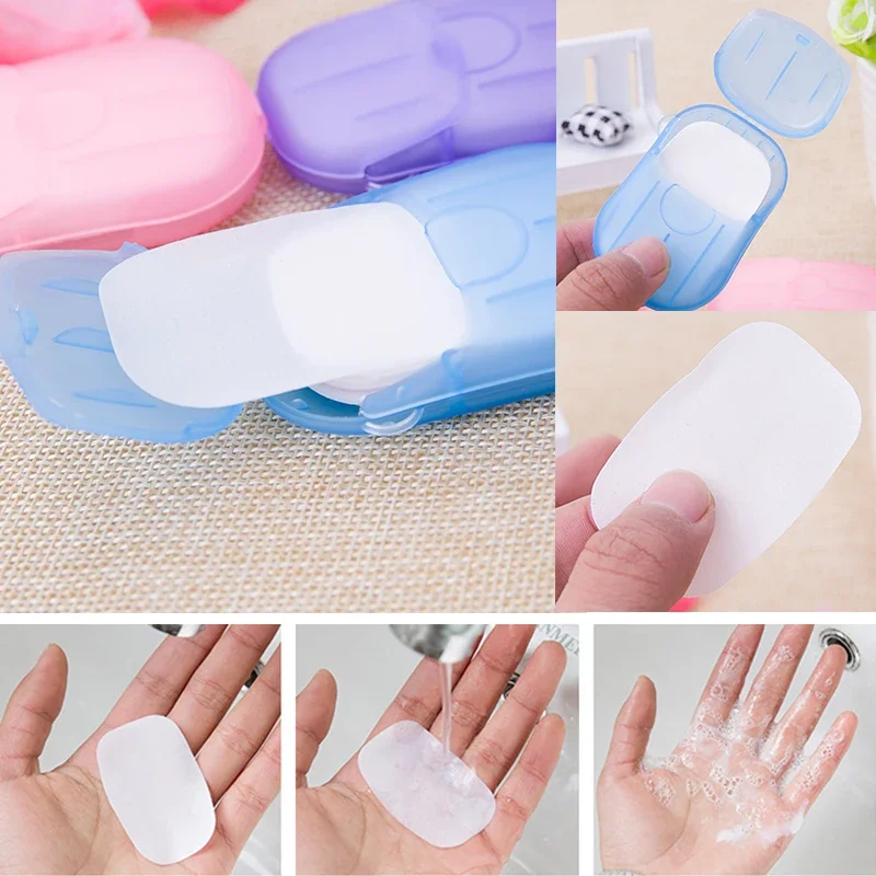 20pcs/box Travel Disposable Soap Paper Washing Hand Bath Clean Scented Slice Sheets Disposable Boxe Soap Portable Paper Soap