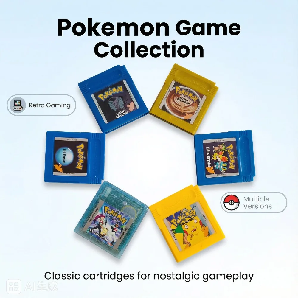 Cartucho de Juego Pokémon para GBC de EE. UU., Cartucho de Videojuego de 16 Bits, Tarjetas de Consola Rojo, Azul, Cristal, Dorado, Verde, Plateado, Regalos para Niños