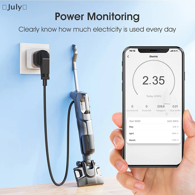 Умная розетка Tuya Zigbee, вилка США/ЕС/Великобритании, адаптер для умного дома, 20 А, монитор мощности, беспроводное удаленное приложение для Google Home Alexa Yandex
