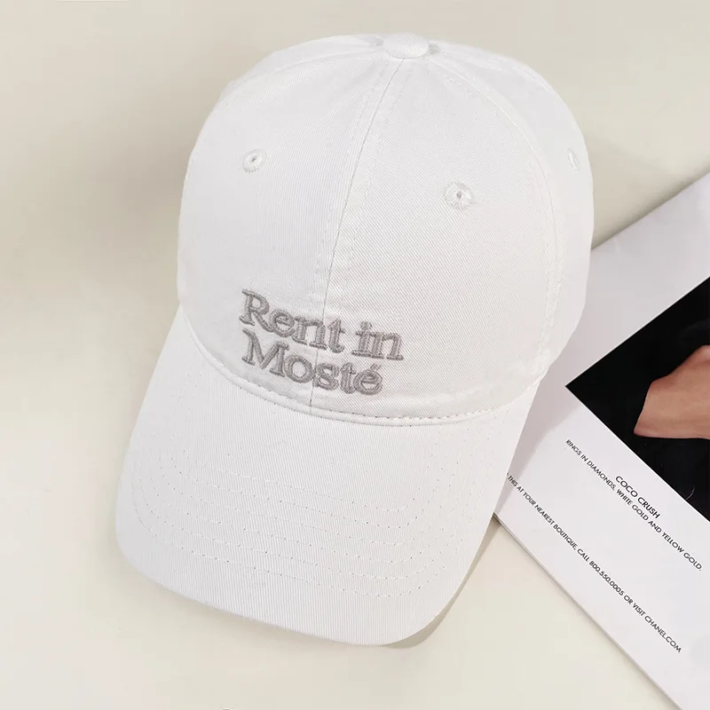 Soft Top Construction Embroidered Baseball Cap Big Head Friendly Low Profile Design Retro Lettered Duckbill Cap