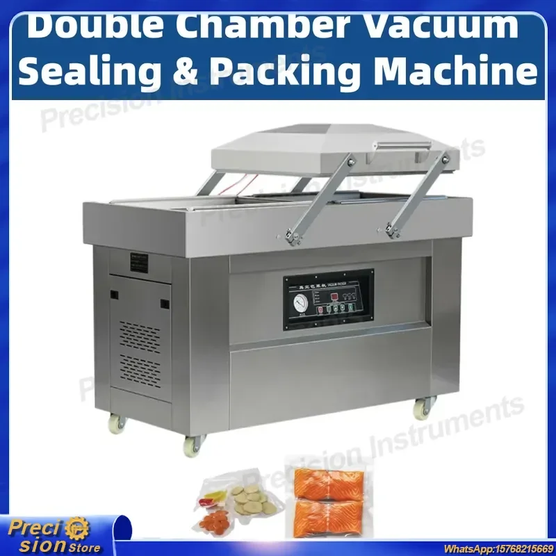 Double Chamber Semi-Automatic Vacuum Sealer Machine Stainless Steel 110V 220V Food Packaging Sealer for Meat Cheese
