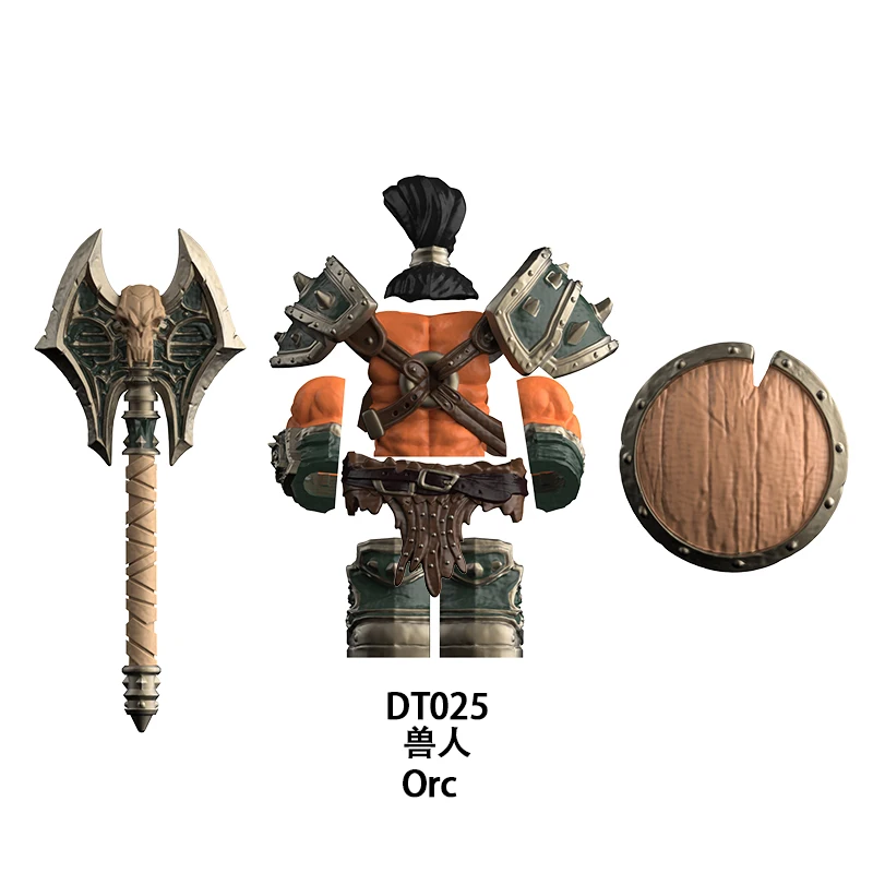 DT8905 chevalier médiéval Orc Warcraft Orc bouclier épée Mini figurine bloc de construction accessoires jouet bloc de construction jouets