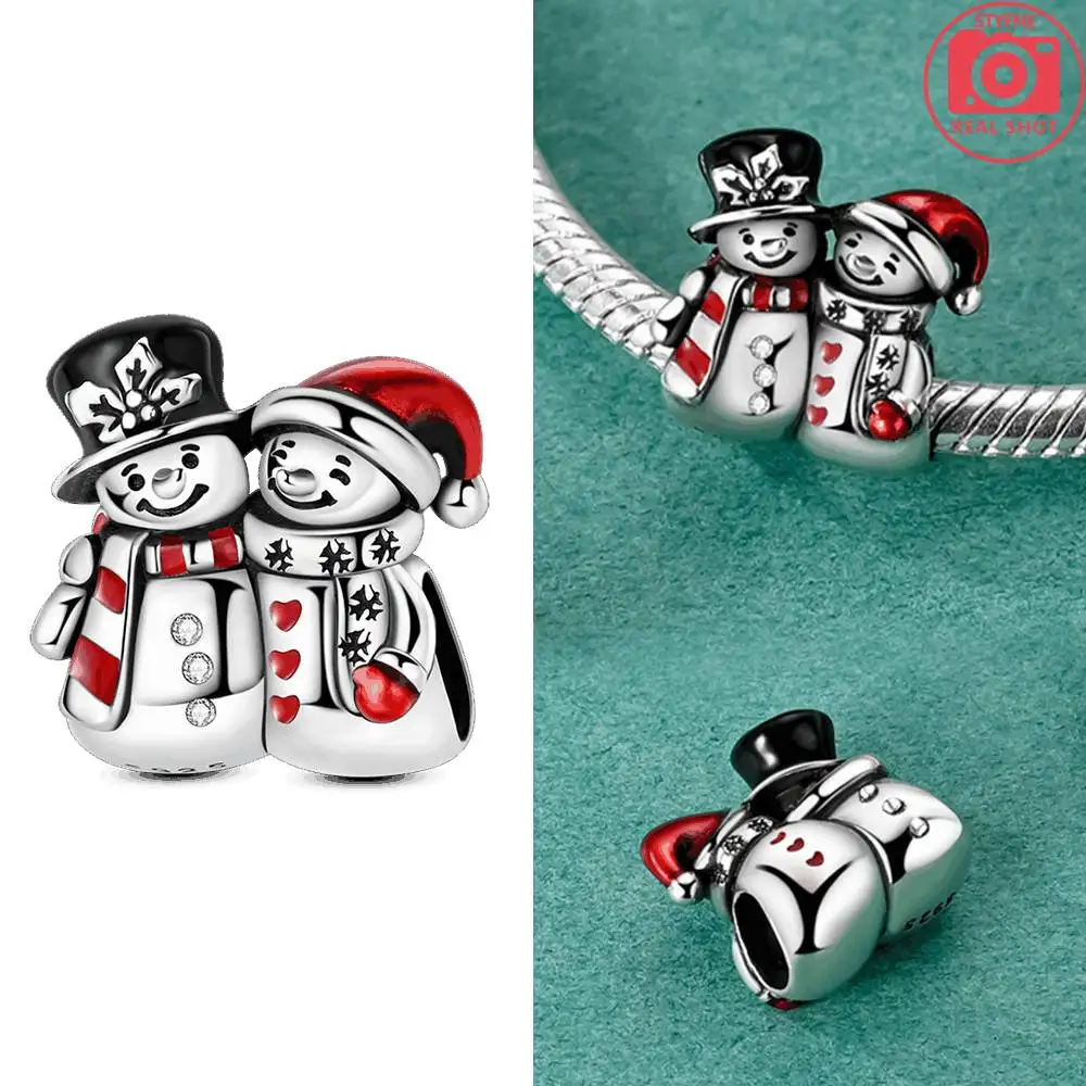 

Оригинальные подвески из серебра 925 пробы, рождественские подвески в виде снеговика, бусины, подходят для подвесок, браслеты Plata 925, для женщин, изготовление ювелирных изделий своими руками