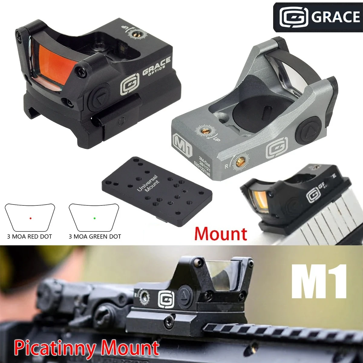 

M1 Topless Red Green Dot Reflex Sight 3 MOA Dot for G17 G19 Pistol Rifle Hunting Sight 20MM Picatinny Mount Tactical RM Red Dot