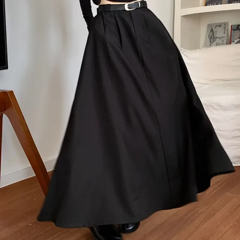 Long Skirts Women Ankle Length Autumn Solid High Waist All-match Elegant Baggy Streetwear Harajuku A-line Korean Fashion Ins