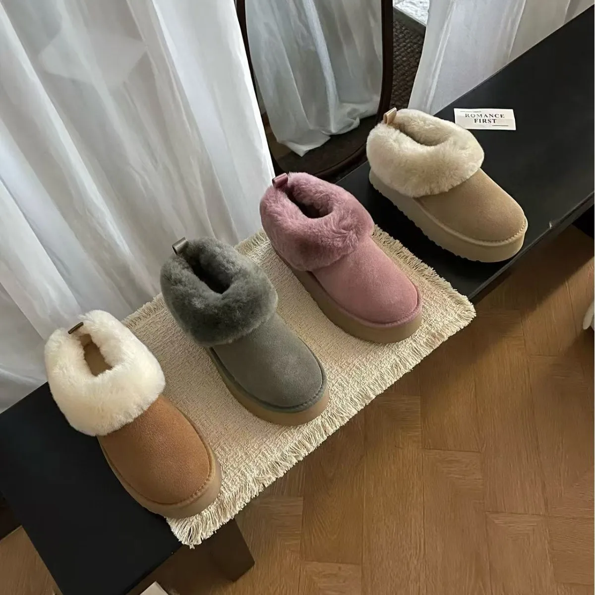 

2025 New Fashion Autumn and Winter New Fashion Muse Warm Wool Integrated Velvet Thickened Thick-soled 4cm Snow Shoes