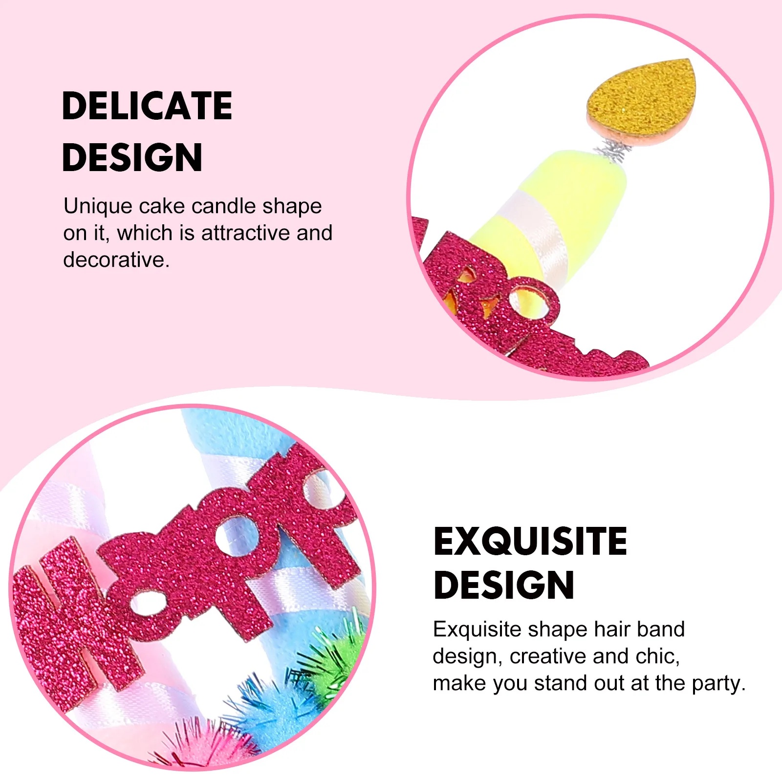 

Fabric Birthday Headband Girls Decorative Cake Shape Cloth Party Hairband Comfortable Festival Gift