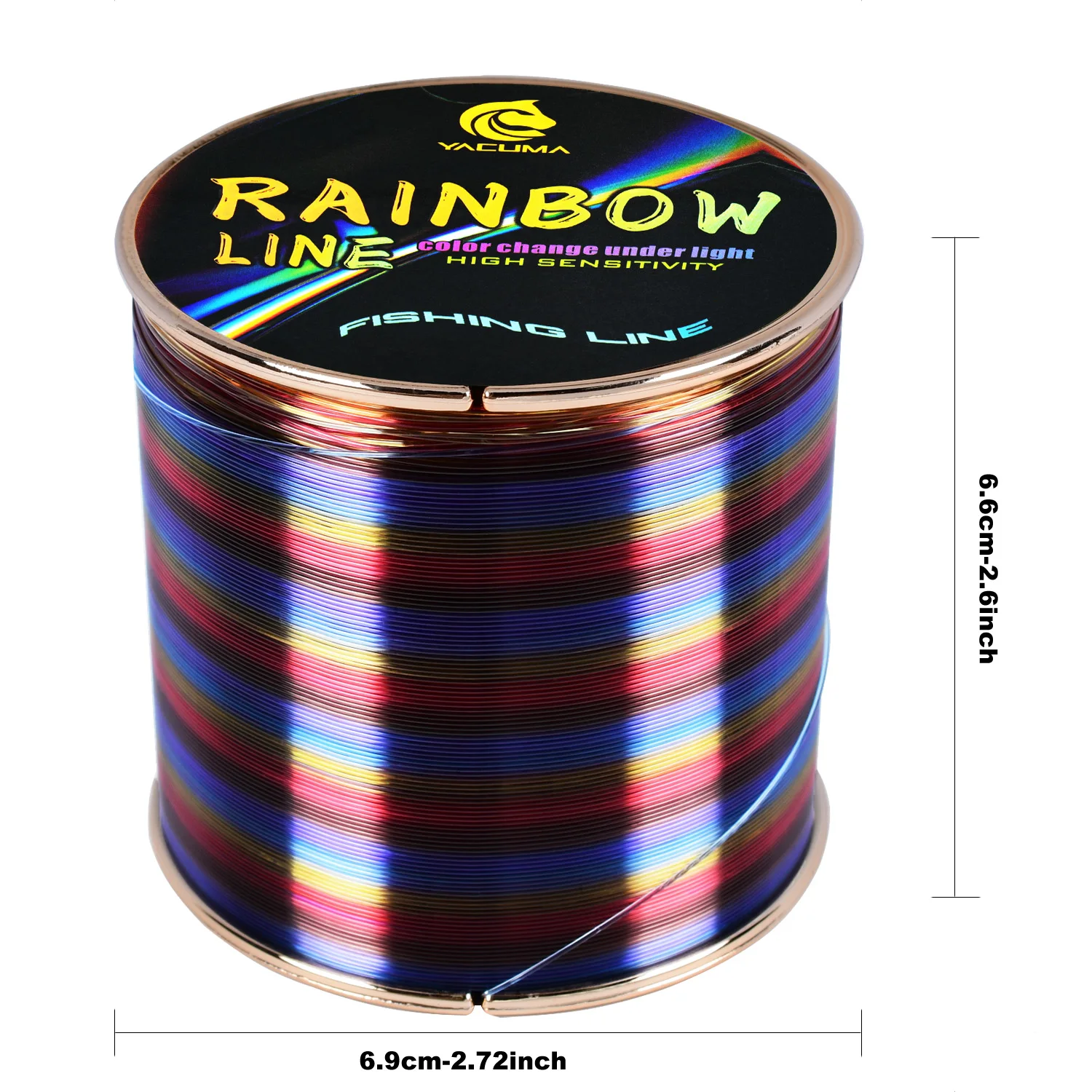 YACUMA 333/552YDS Premium Regenbogen-Nylon-Monofilament-Angelschnur 5,7LB-36,3LB Stärke Ultra-Sensitiv Geeignet für Alle Angler – Detail 2