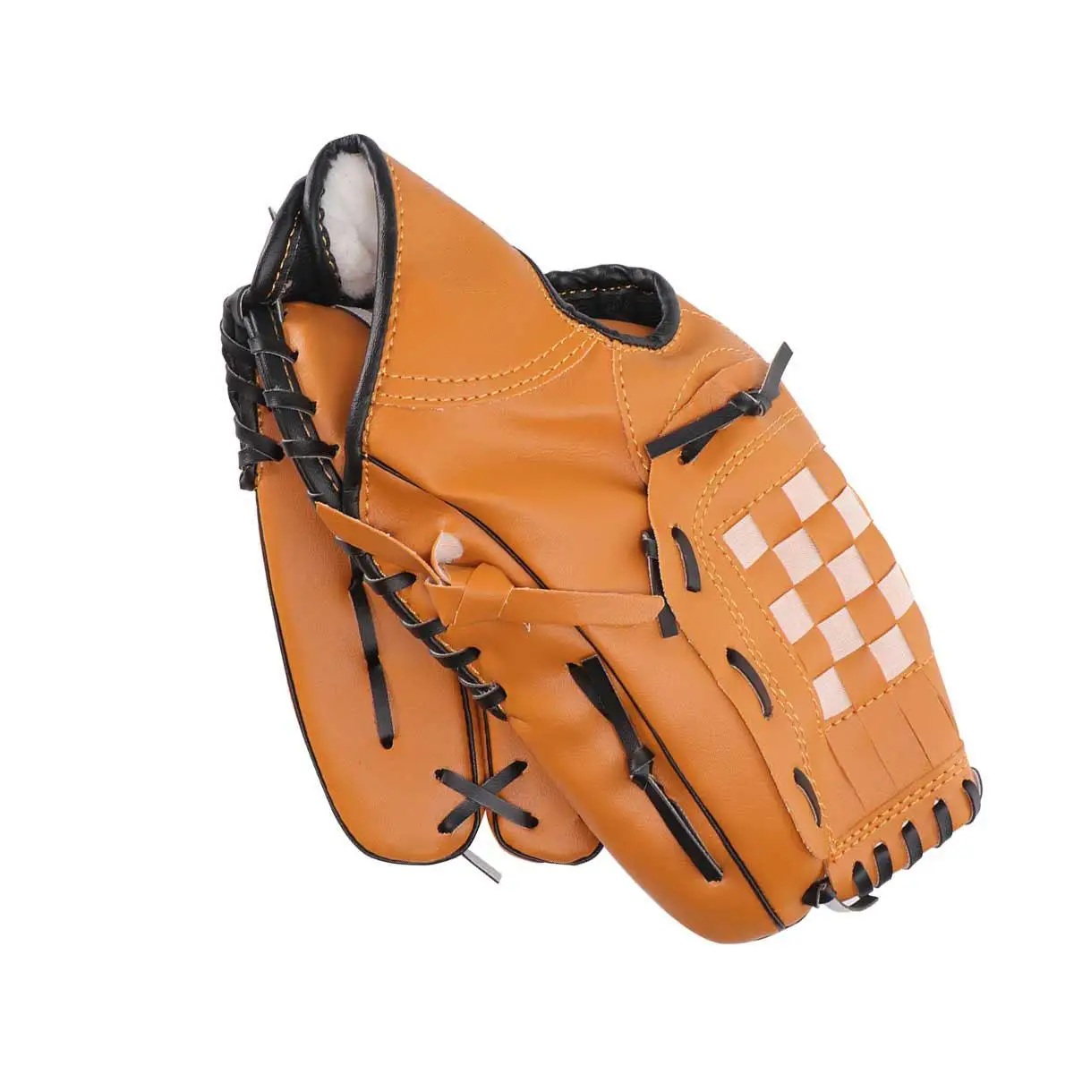 

12.5 inch Yellow PVC Baseball Glove Left H Softball Mittens Flex Heels Cushioned Pad Adjustable Strap Faux