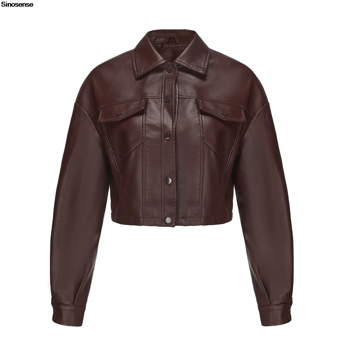 Faux Leather Jacket For Women Short PU Motorcycle Outwear Coats Lapel Button Down Casual Street Motor Biker Cropped Jackets