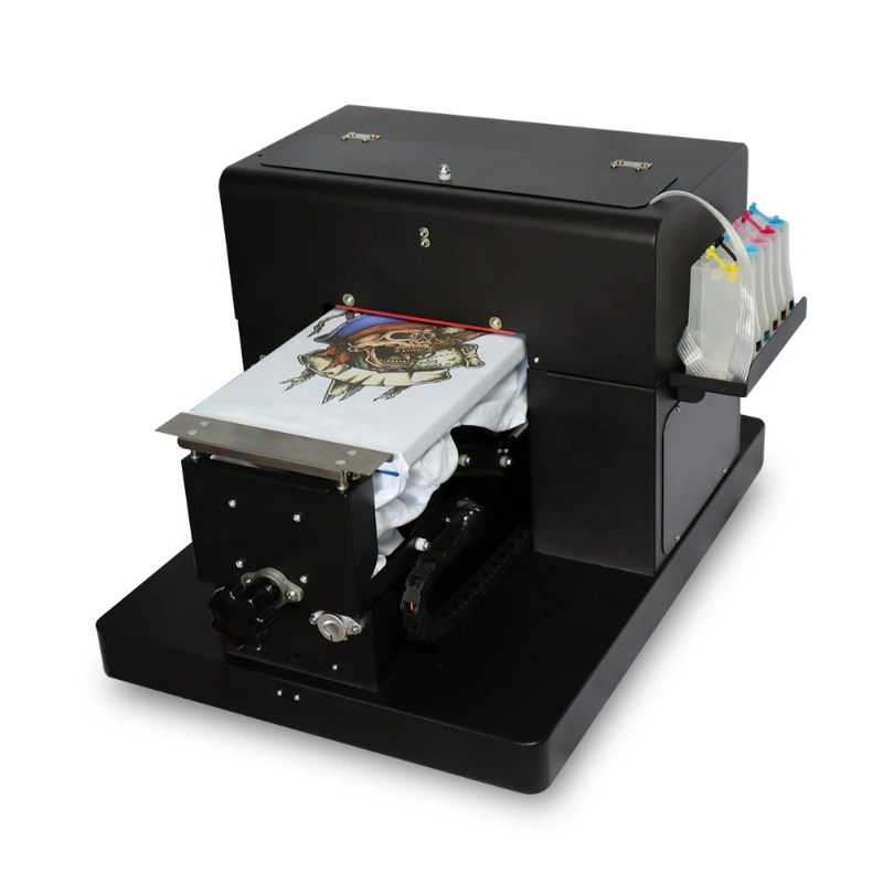 A4 flatbed t-shirt printing  machine    white   and  color  printing   at   the  same  time   with   free  tshirt   holder