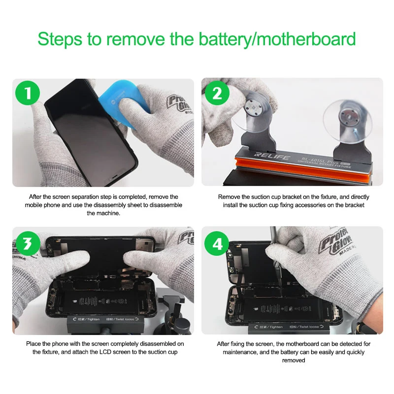 Relife RL-601S plus 2 in 1 Universal-Handy hitze freie Bildschirm rückseitige Abdeckung Demontage Trennung 360 Rotation Reparatur vorrichtung – Detail 8
