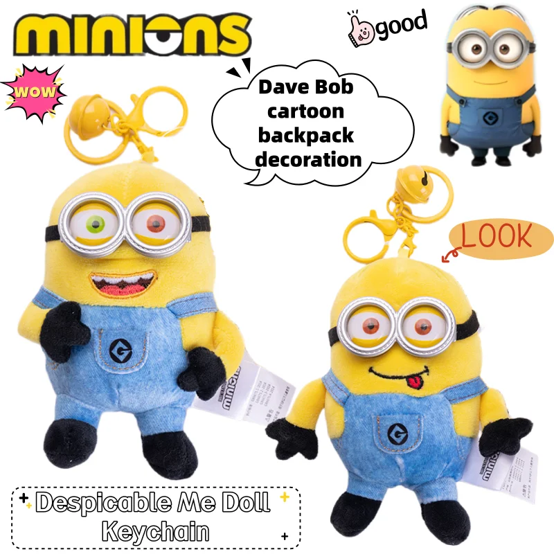

New Despicable Me Minions Dave Bob Cartoon Secondary Dolls Keychain Creative Anime Peripheral Backpack Decorative Pendant Gift