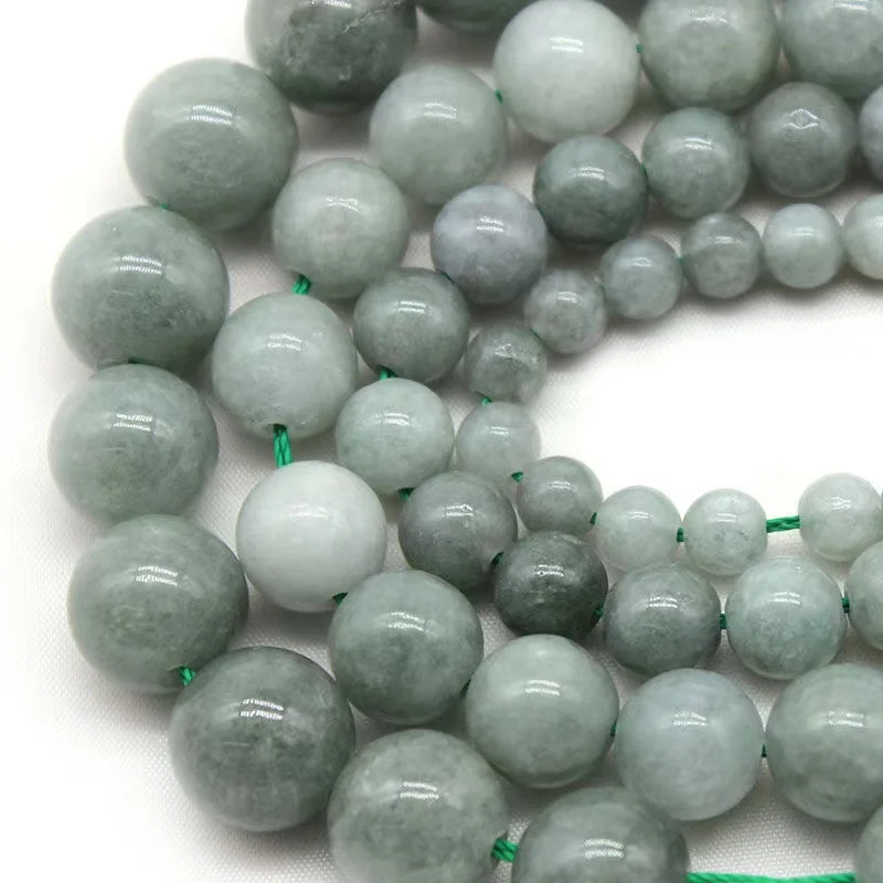 Natural Dark Green Burmese Jades Stone Beads Loose Spacer Beads 6 8 10 12mm For Jewelry Making DIY Bracelet Necklace Accessory