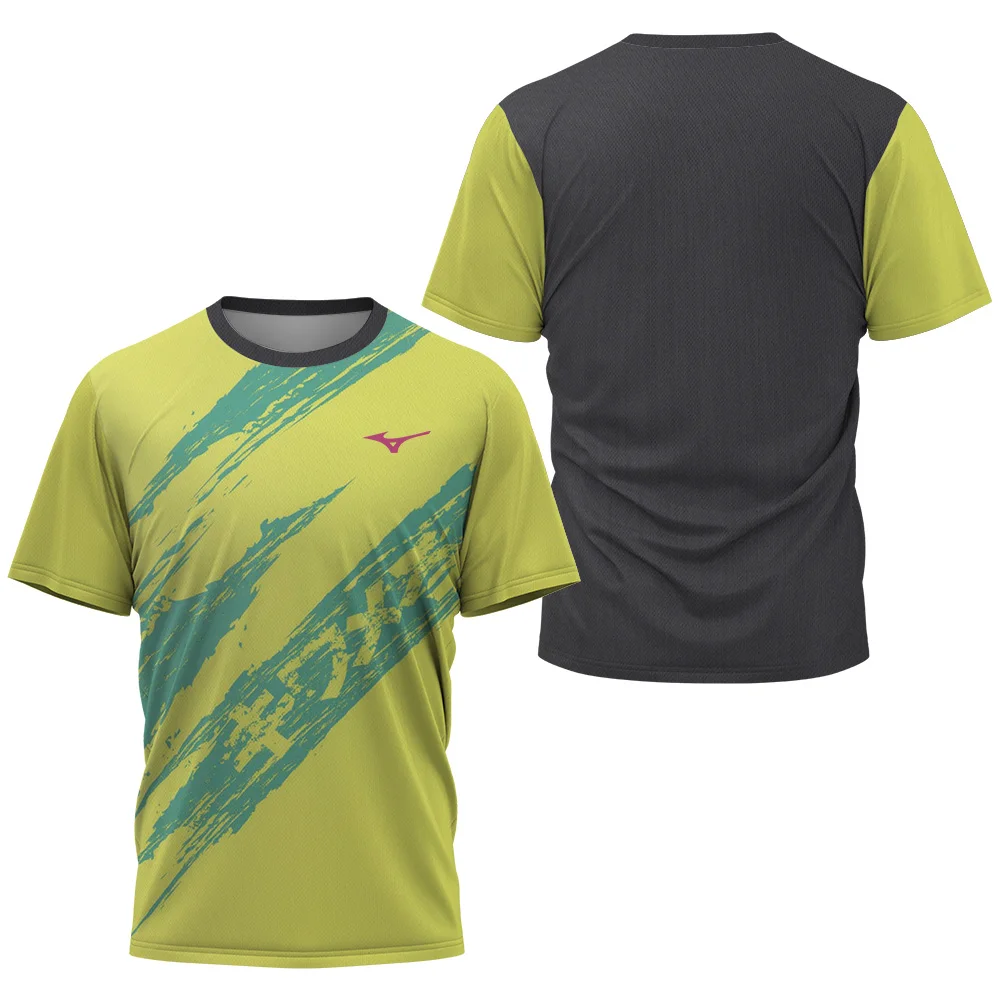 Camiseta de tenis de mesa con estampado floral para hombre, camisa de voleibol de tenis de mesa, playera de Bádminton de secado rápido, verano, 2024