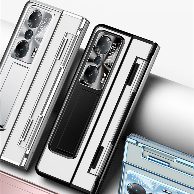 For Honor Magic VS V2 VS2 5G Case Plating Clear Hinge 360 Full protect Hard bracket Cover For Magic Vs Funda With Glass Flim