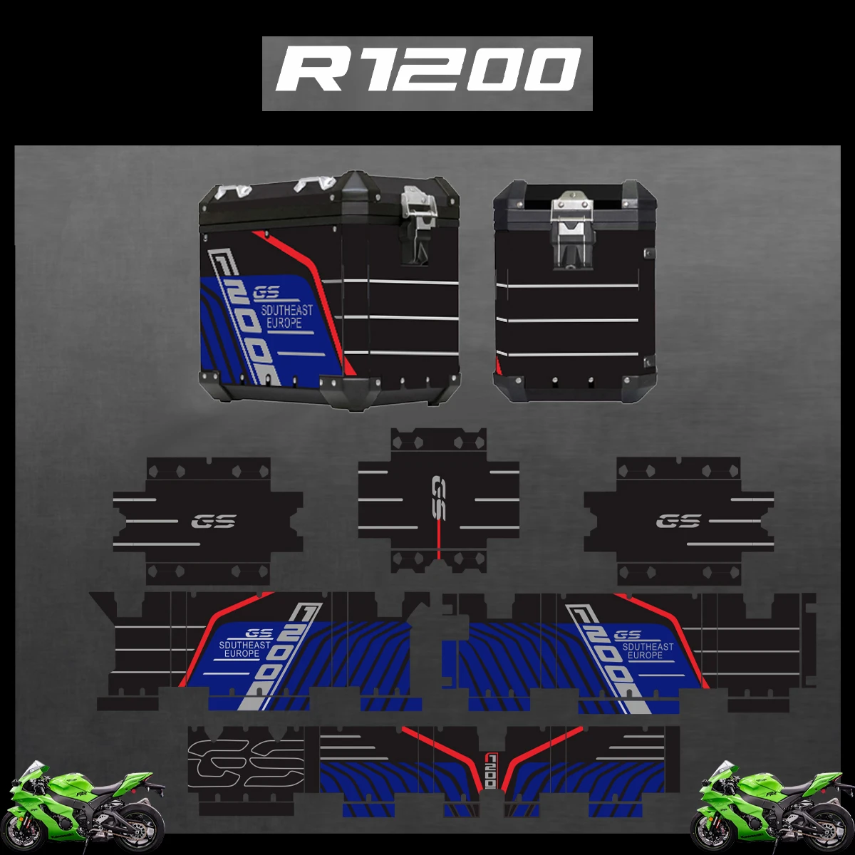 

For BMW R1200GS R1200 GS R 1200 GS Adventure Reflective Sticker Protector Set Decorative sticker Aluminum BOX