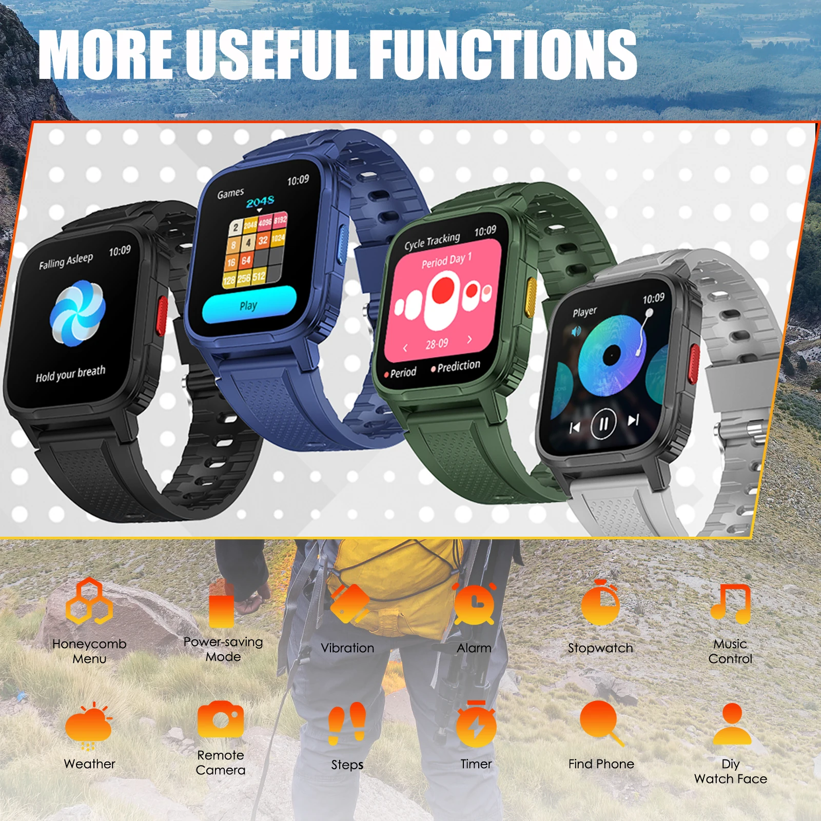 JELLOO Smart Watches for Men Women 1.32" HD 100+ Sports Modes Fitness Watch with Heart Rate SpO2 Sleep Tracker IP68 Waterproof - Image 5