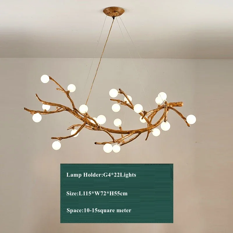 MZISOSOD Vintage Ast Harz LED Kronleuchter 6