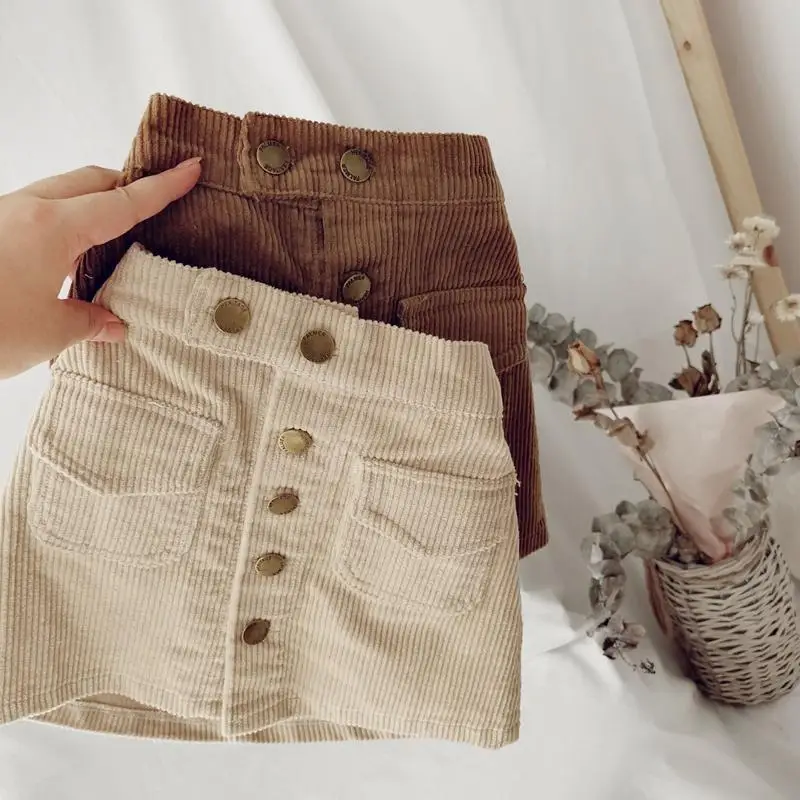 2024 New Baby Girl A-line Skirt Spring and Autumn New Girls Corduroy Short Skirt Versatile Children Skirt