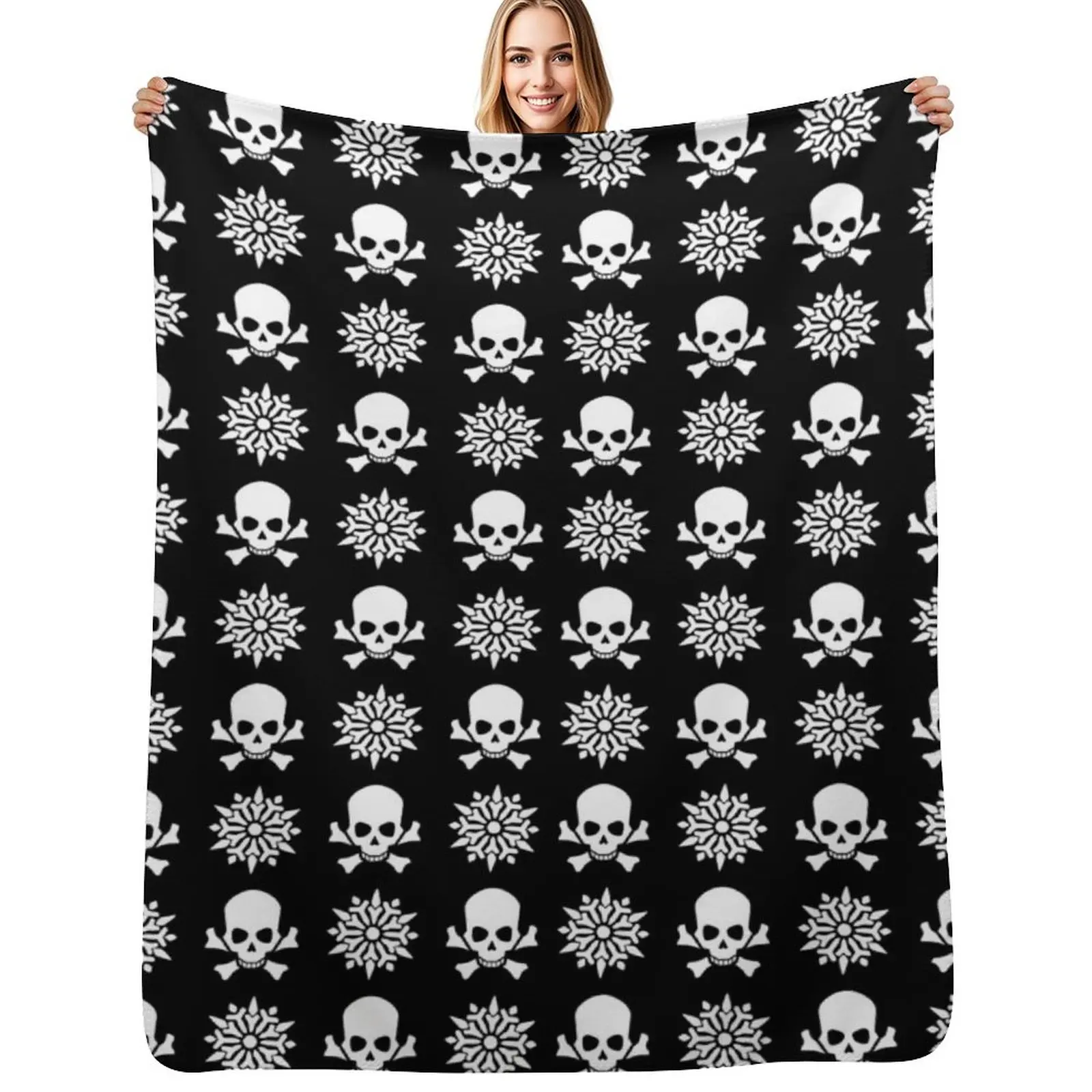 Creepy Christmas Skulls - Gothic Christmas Throw Blanket Elegant Warm Throw Blanket for Hotel Home