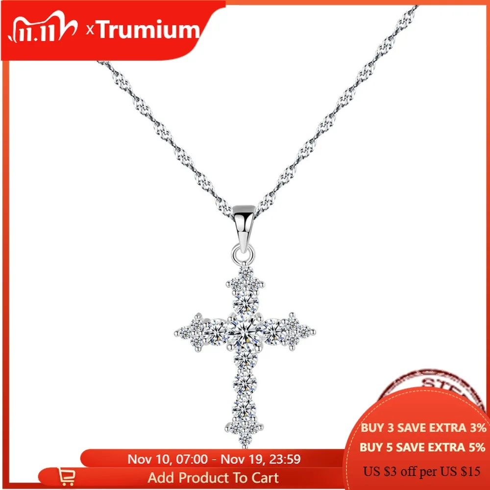 

Trumium 925 Sterling Silver Cross Pendant Necklace for Women Men Hypoallergenic Tarnish Free 5A Cubic Zirconia Gift Fine Jewelry