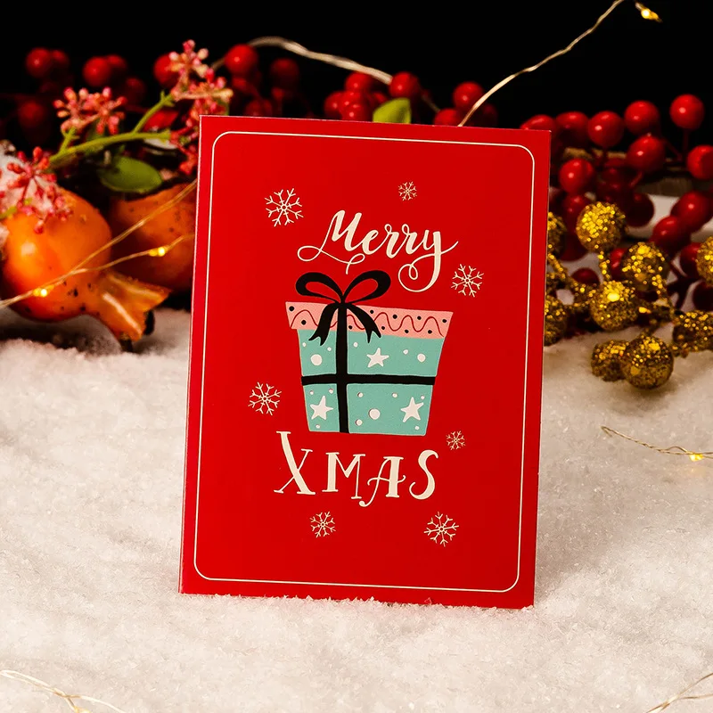 10pcs/set Merry Christmas Greeting Cards Kraft Paper Custom Blank Paper Cards Christmas Party Greeting Invitation for Guest