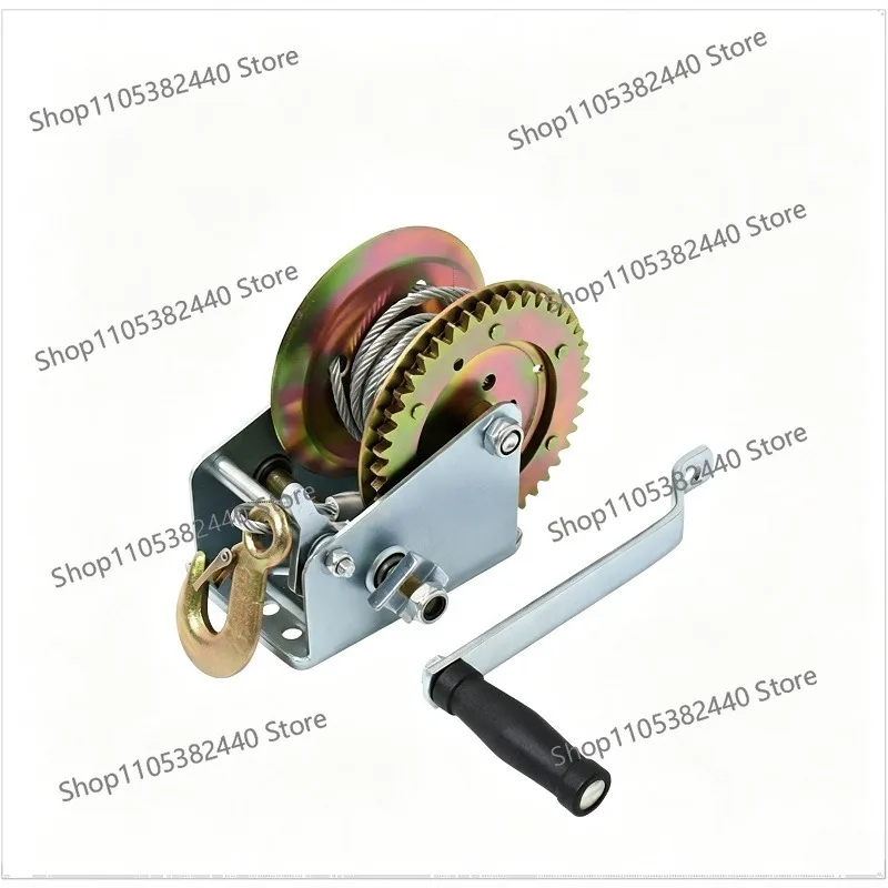 Thickened Manual Hand Winch with Steel Cable, Heavy Duty Boat Trailer Lifting Hoist for Marine Towing