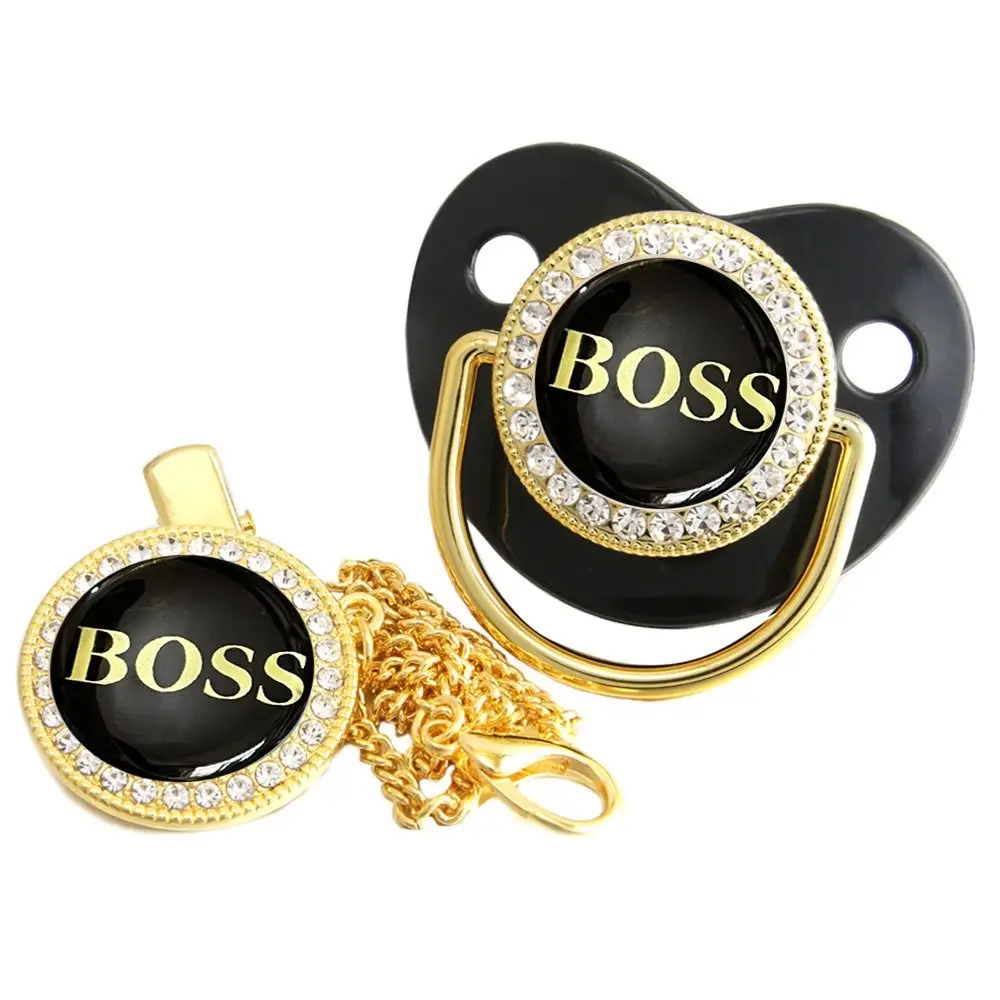

Luxury Bling Weaning Pacifier with Chain Clip Gem Baby Pacifier Anti-dust Cover Anti-loss Newborn Dummy Soother Nipple