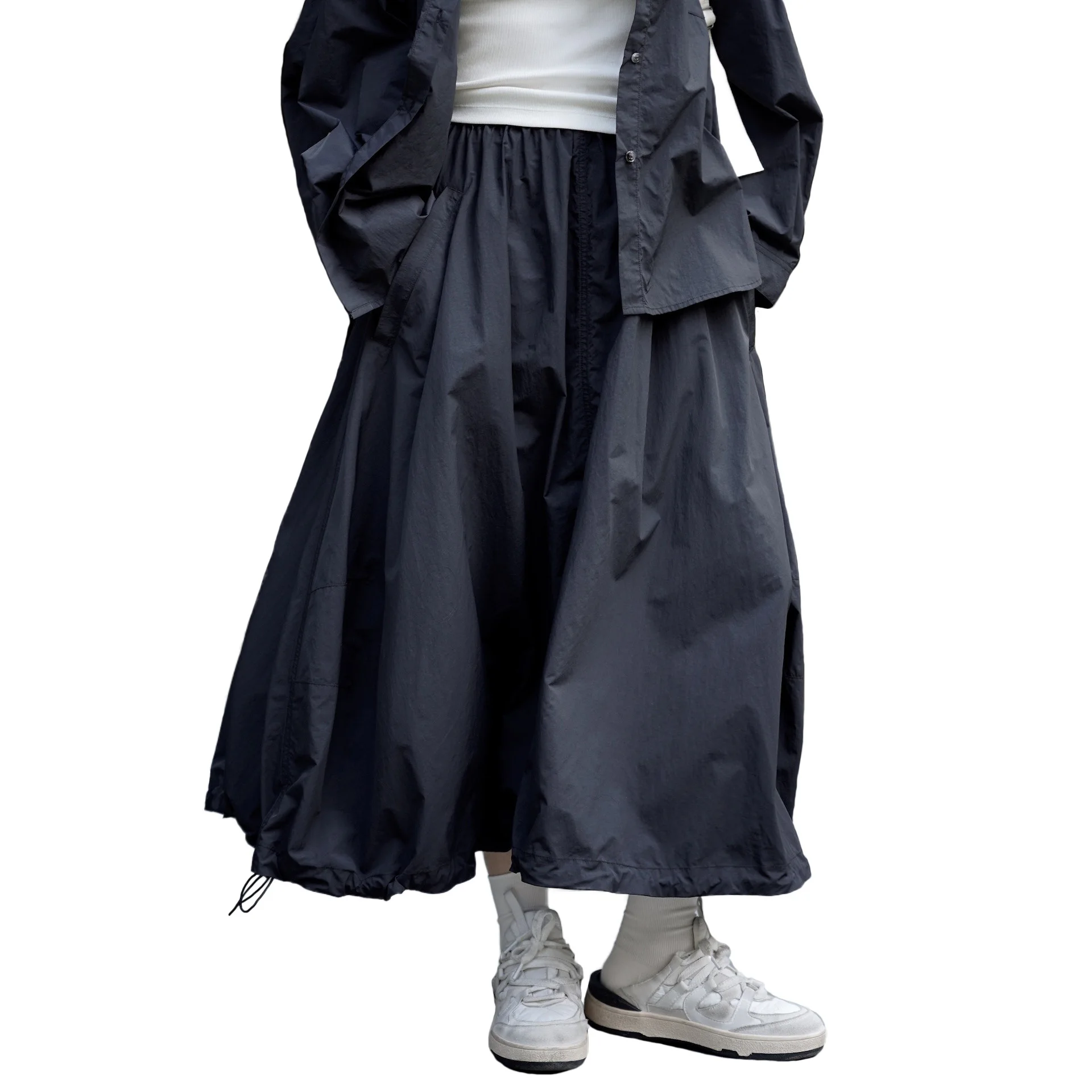 

Swing Light Weight Casual Loose Umbrella Nylon Midi Skirt Women Outdoor Sporty Style