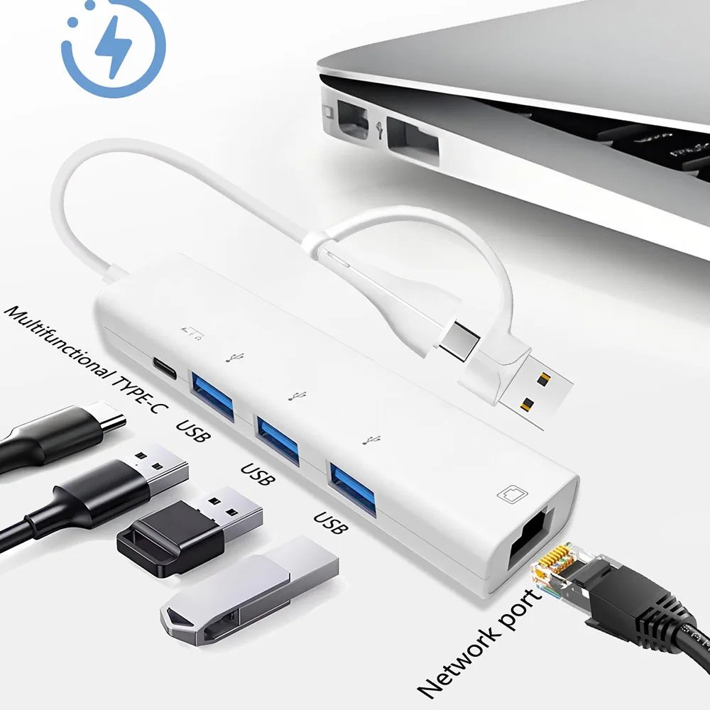 كابل شحن USB متعدد المنافذ لبطاقة الشبكة PDtypec للهواتف المحمولة والأجهزة اللوحية وأجهزة الكمبيوتر المحمولة ومحطة الإرساء العالمية #4
