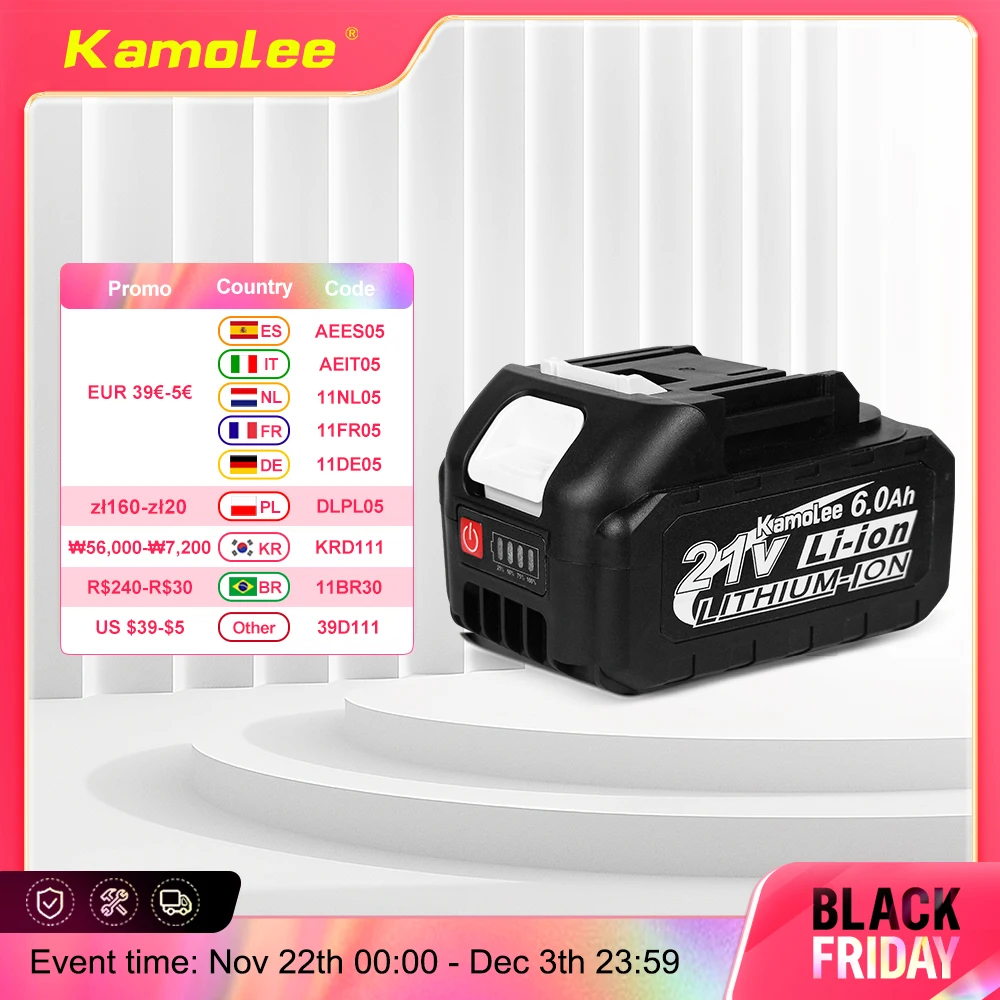 Kamolee 18V 6000mAh Li-ion Battery BL1860 Hand drill Battery Power tools Support Kamolee tools