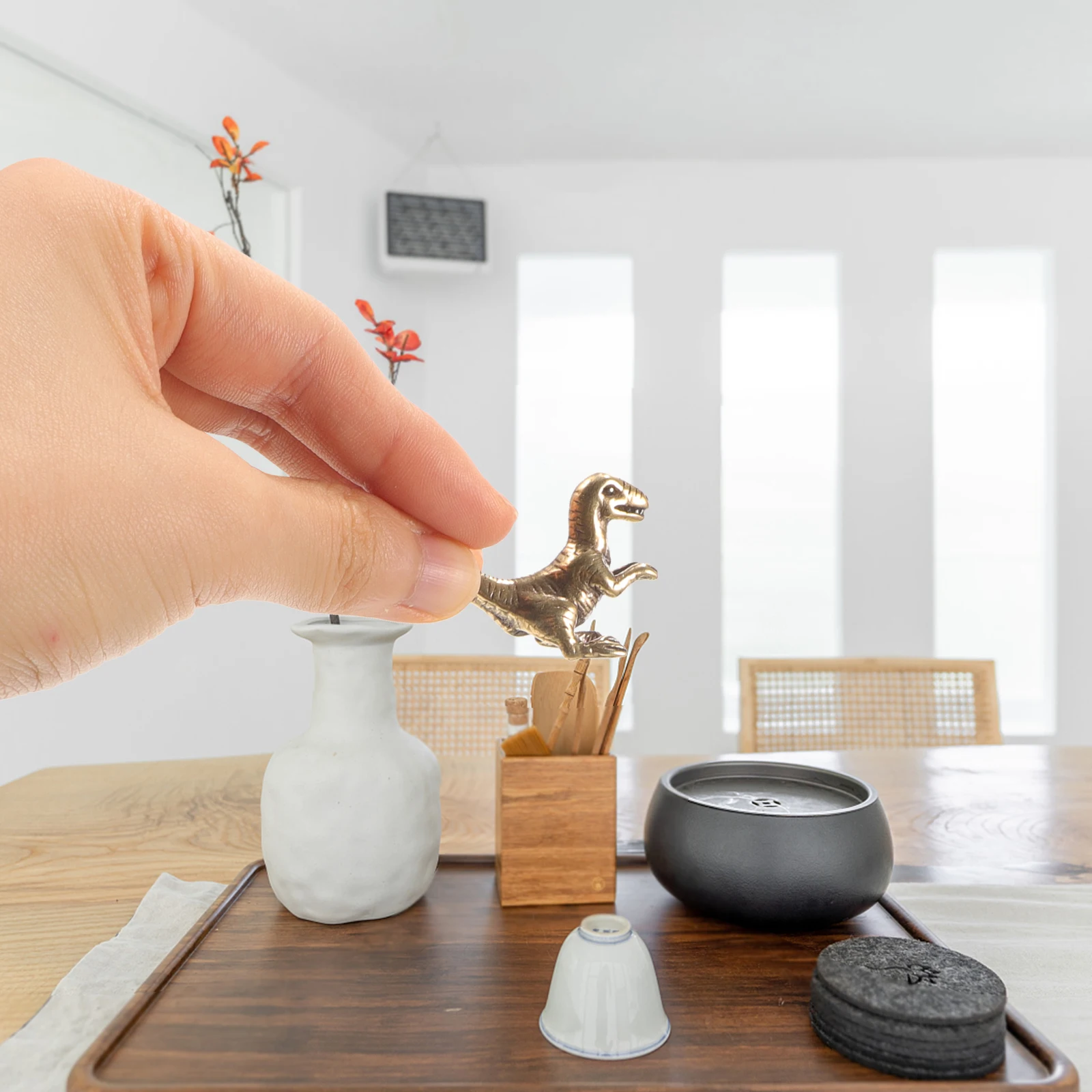 

Vintage Brass Dinosaur Sculpture Desktop Decor for Home Office Restaurant Shop Interior Room Decorations for Table