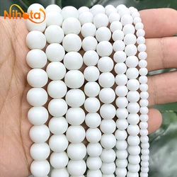 Natural Stone Frosted Matte White Quartz Round Loose Beads for Jewelry Making 4/6/8/10/12mm DIY Bracelet Accessories 15'' Strand