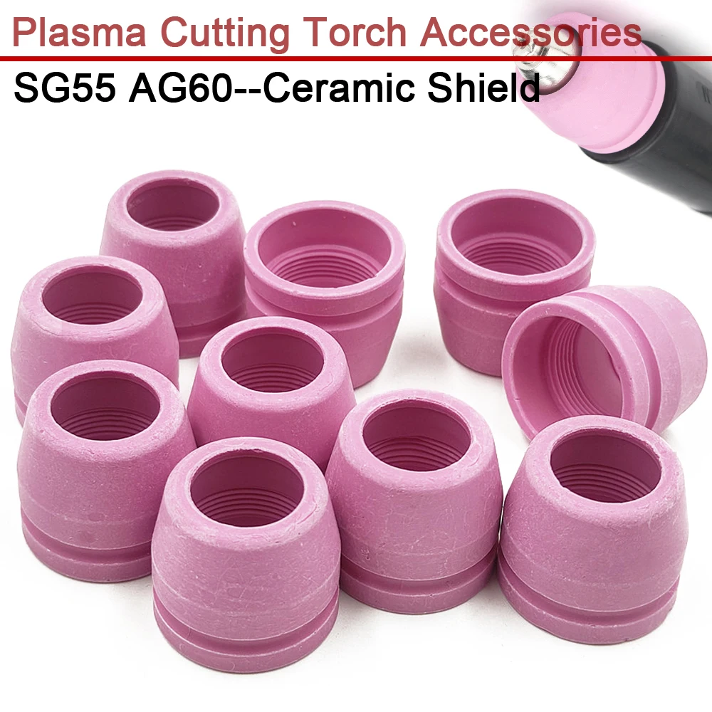 

5pcs/10pcs WSD-60P SG-55 AG-60 Consumables 60A Plasma Cutting Torch Machine Ceramic Shield Cup Pink Tip Nozzle Shield Cup