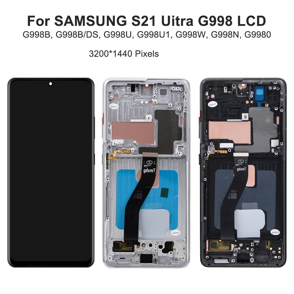 S21 Ultra For Samsung For AMOLED S21 Ultra 5G G998B G998U G998W LCD Display Touch Screen Digitizer Assembly Replacement