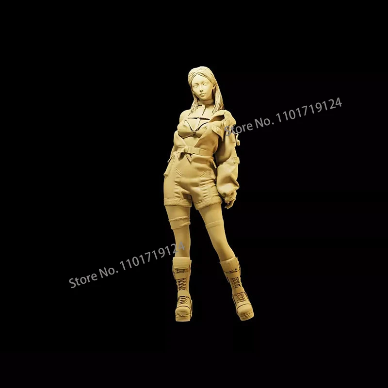 3D Printed Miniature 1/64 1/43 1/35 Jumpsuit Girl Figure Diorama Sand Table Street Scene Prop Figurine Model for Car Vehicles
