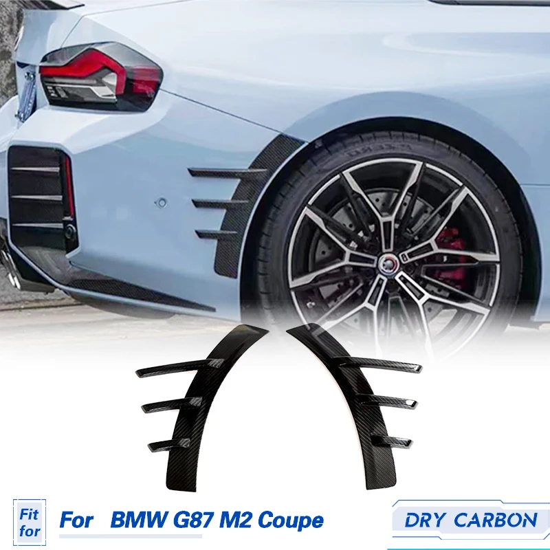 Car Rear Bumper Canards Dry Carbon Fiber for BMW M2 G87 2-Door 2022 2023 Racing Rear Canards Wheel Mudguard Splitters Cover