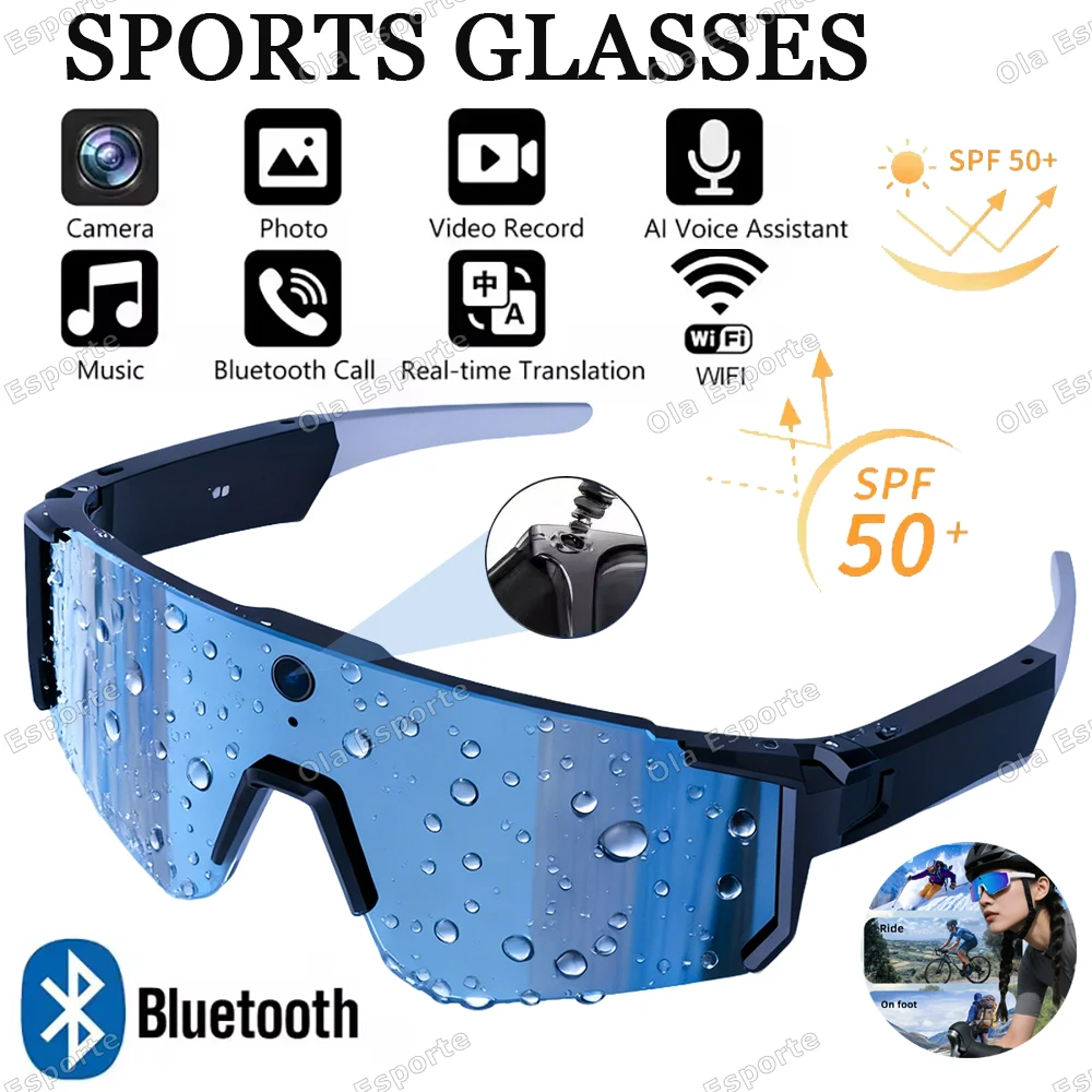 

Интеллектуальные очки с ИИ 2026 для велоспорта на открытом воздухе, ветрозащитные, с защитой глаз, для катания на лыжах, с HD-камерой для фотосъемки