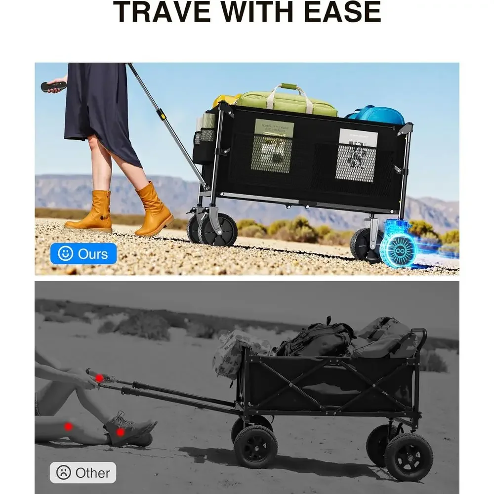 All-Terrain 180L Utility Wagon with Remote, 4-Speed, for Beach, Garden, Shopping, Black