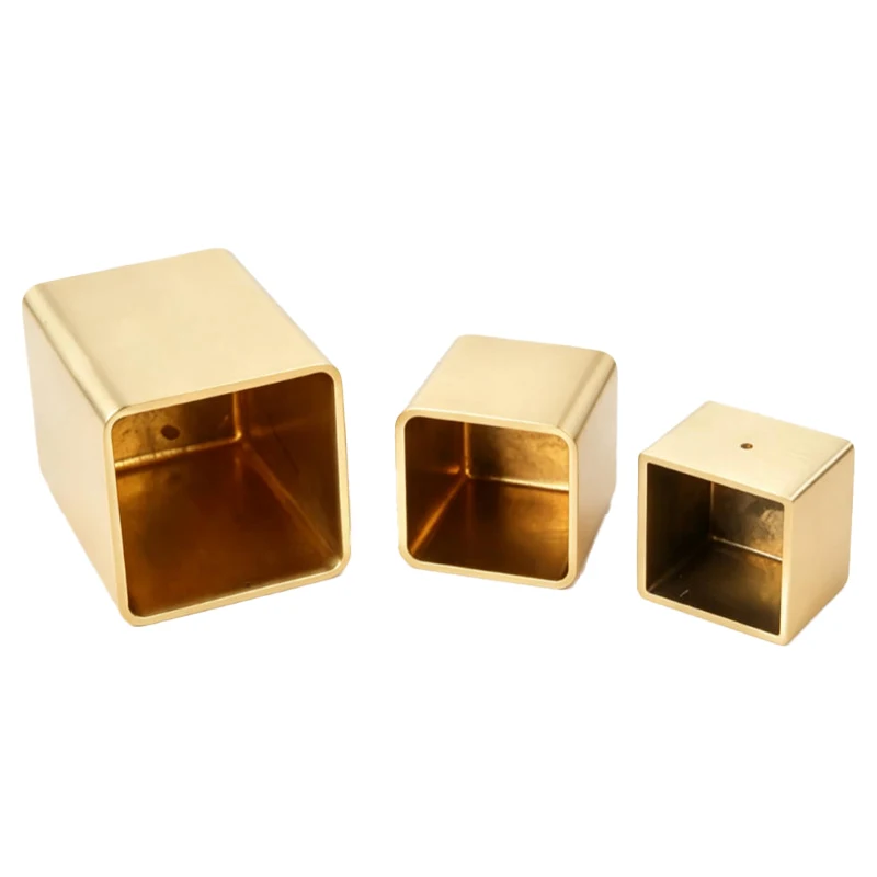 2PCS Brass Square Furniture Leg Covers 34/36/48mm Length Noise Reduction Floor Protection Decorative Leg Covers Chair Leg Covers
