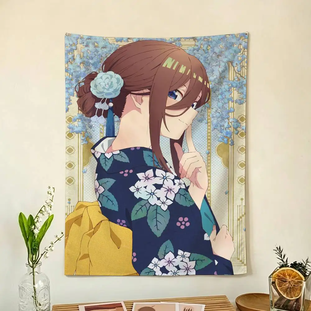 Hot Anime The Q-Quintessential Q-Quintuplets Miku Nakano Flag Digital Printing Banner for Garage Wall Out Door Decoration