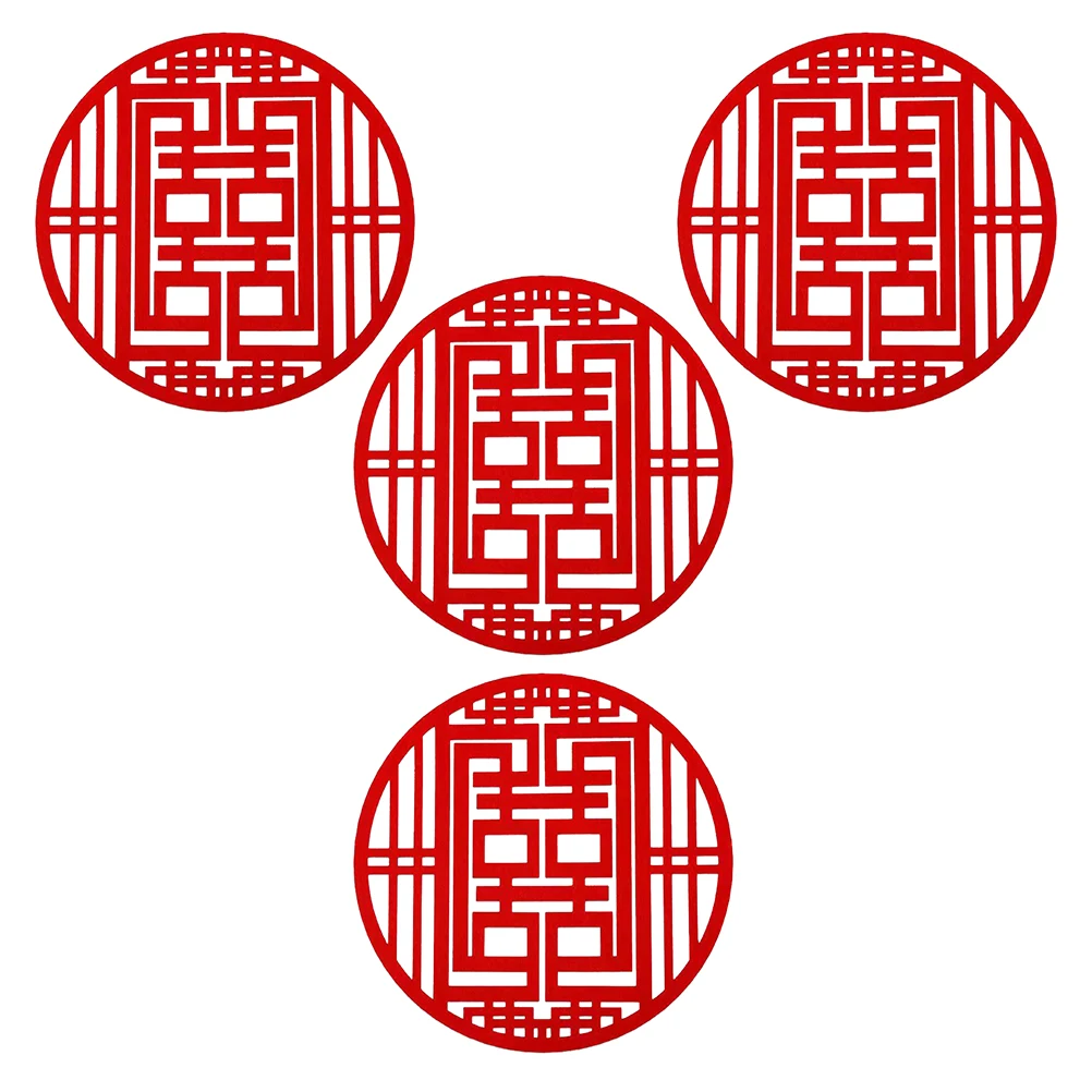 

4 Pcs Window Wedding Room Decoration Non-woven Fabric Chinese Decor Party Supplies Traditional Bridal Bedroom Gate Layout Double