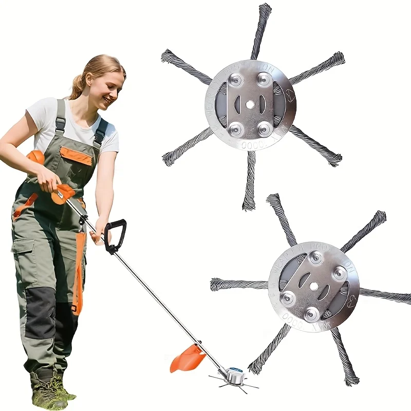 2 pieces, upgraded 6-inch steel wire weeder head, upgraded wear-resistant steel wire weeder head, suitable for low-power lithium