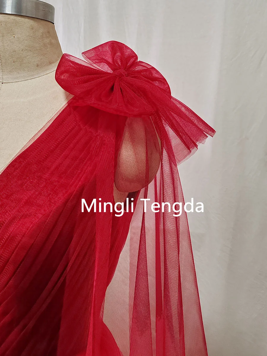 Mingli Tengda High Quality Tulle Detachable Bow with Long Streamer Bride Women Shawl Wedding Accessories Shoulder Yarn Cape