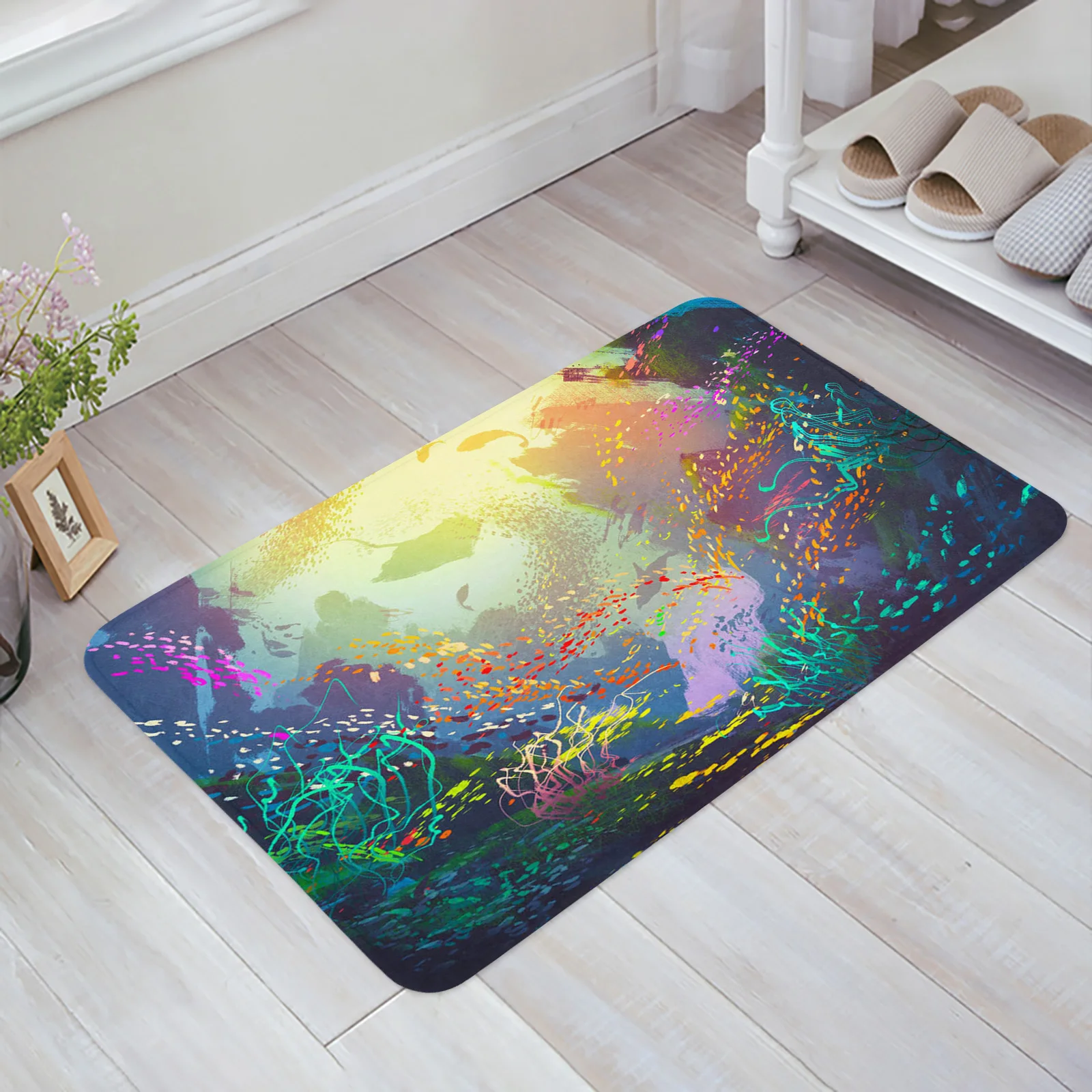 Ocean Fish Beautiful Dreamy Water Plants Bath Mat Carpet Bathtub Floor Rug Shower Room Doormat Kitchen Entrance Pad Home Decor