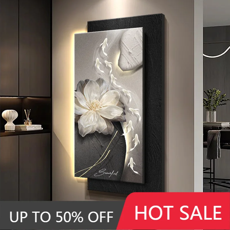 Modern minimalist luxury style entrance hall LED light painting corridor passage entrance directly facing the door wall light pa