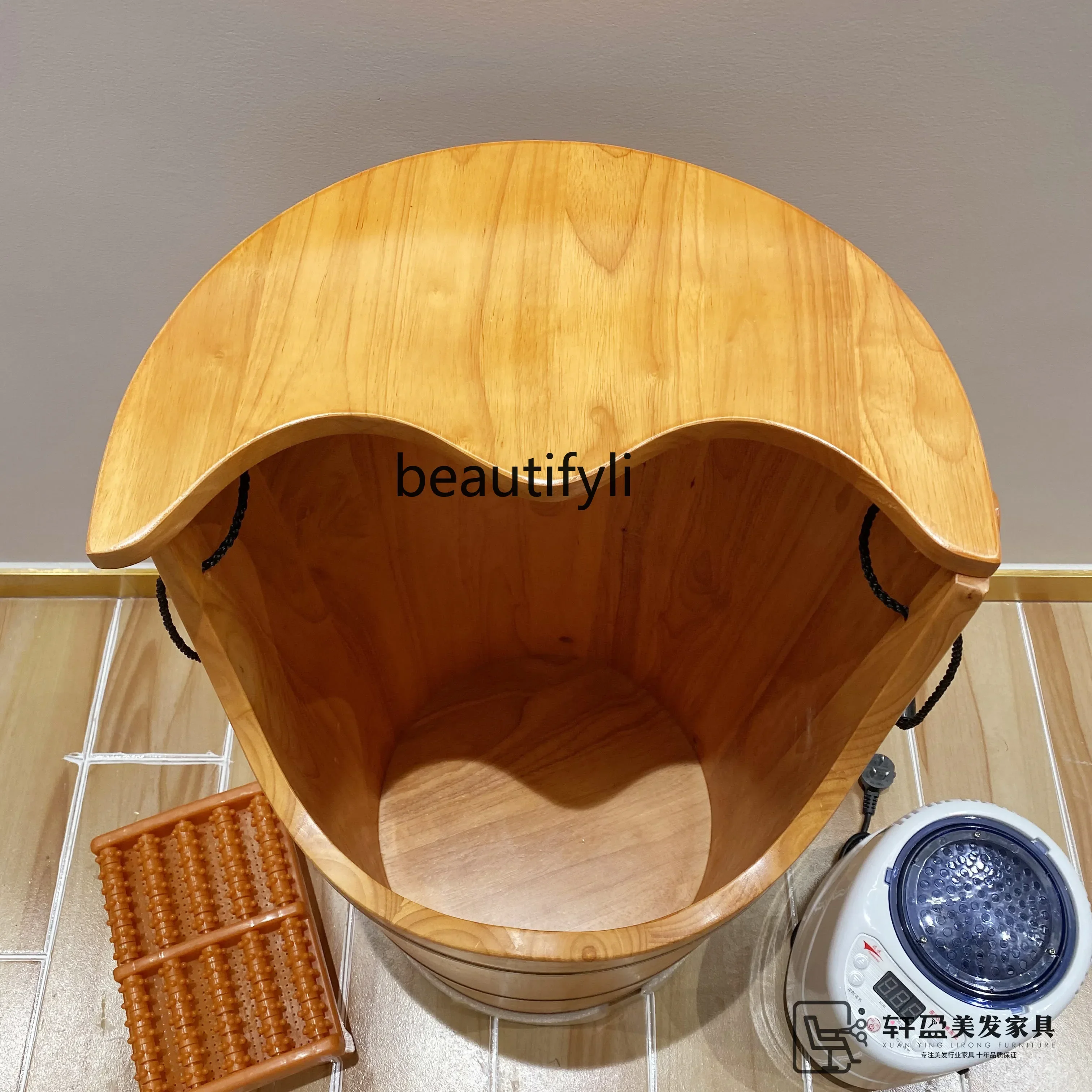Foot therapy bucket Foot soaking bucket Oak with fumigation Tall solid wood foot washing bucket