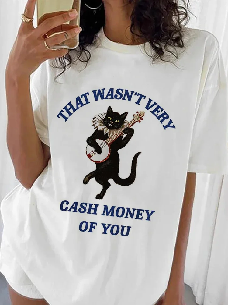 

Футболка с круглым вырезом, модная футболка с коротким рукавом и принтом акварелью, с мультяшным рисунком, не стоит наличных денег, женская одежда с рисунком, T-Shi